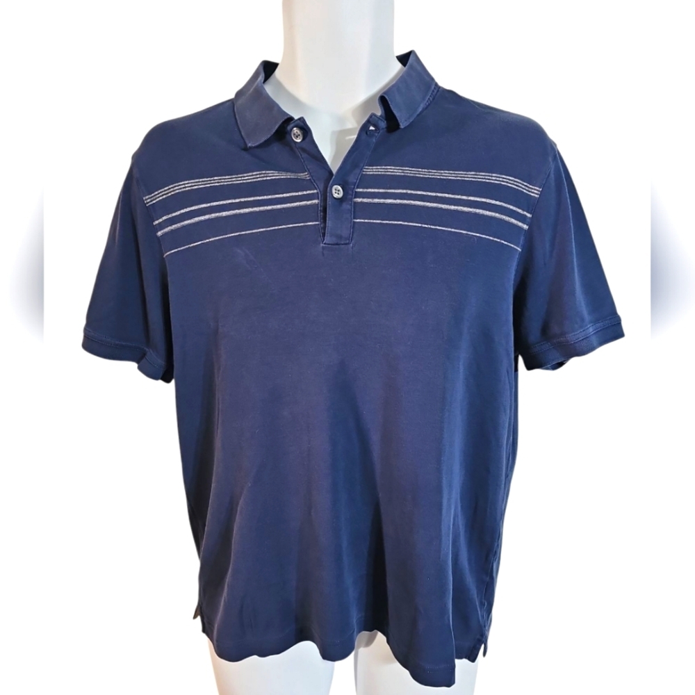 Banana Republic Men’s Medium Blue Luxury Touch Polo Shirt Cotton Preppy Minimal - Picture 2 of 7